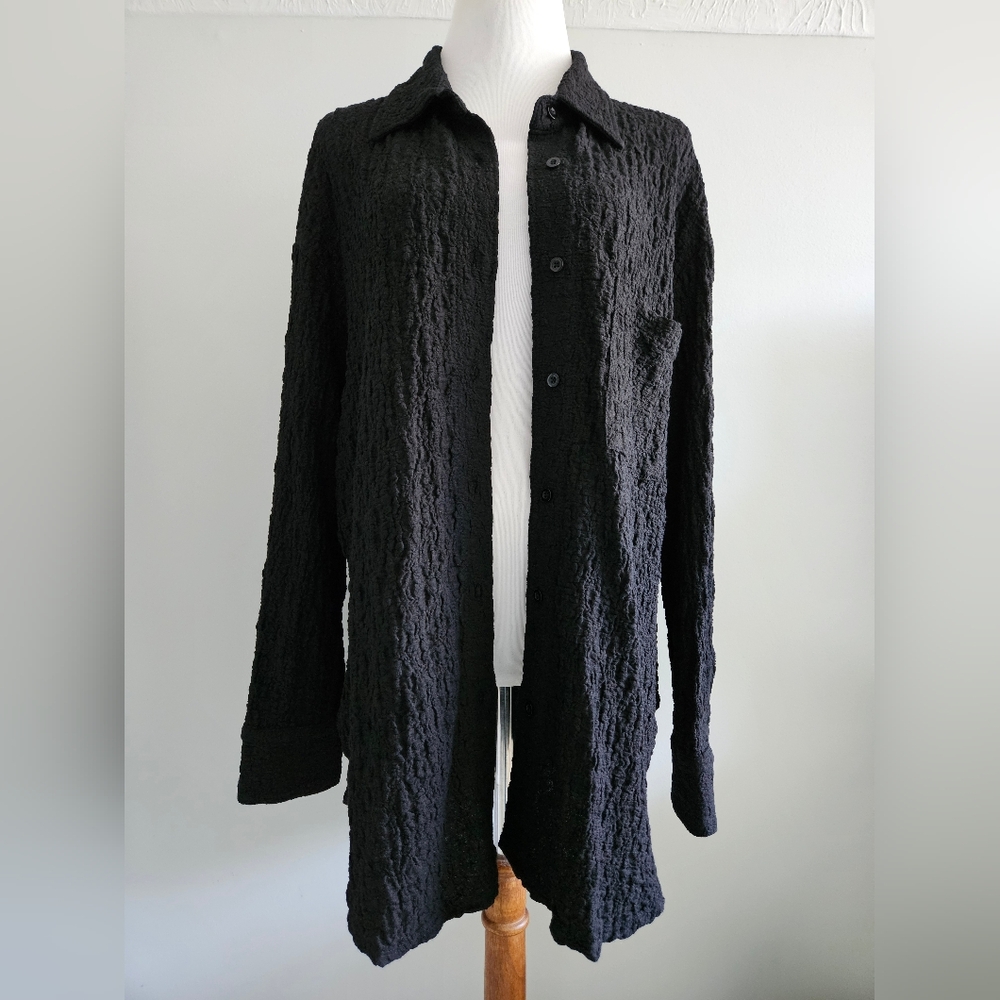 Black Textured Versatile Button Up - image 1